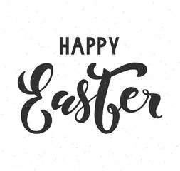 Happy Easter lettering on white background. Beautiful vector illustration for greeting card/poster.