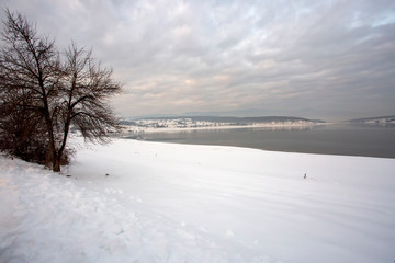 Fototapeta na wymiar Golkoy / Bolu / Turkey, winter snow landscape. Travel concept photo.