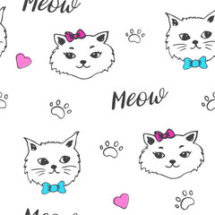 Seamless pattern with cute cats.