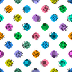 Seamless Pattern, Colorful Polka Dots, Vector Graphics