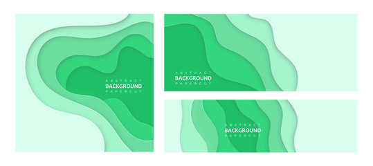 Abstract papercut mint template for banners, flyers, backgrounds. Pastel illustration for web and printing.