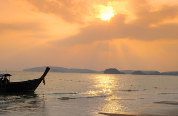 Sunset at  Nopparat thara beach in Krabi Thailand. Asia