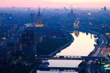 Fototapeta premium View of the city and Skyscrapers in the center of Moscow Photos taken in winter and summer 2016 in Moscow, building, sky, city 