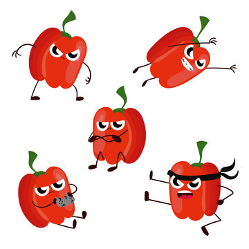 Funny cartoon red pepper drawing illustration isolated