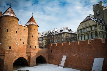 Warsaw city wall by Podwale Street in the Polish capital
