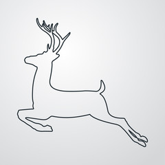 Icono plano lineal silueta de ciervo en fondo gris