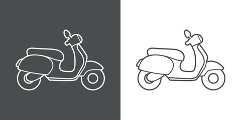 Icono plano lineal silueta scooter en gris y blanco © teracreonte