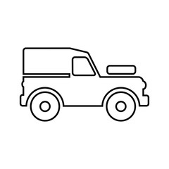 Icono plano lineal silueta vehículo todoterreno en color negro