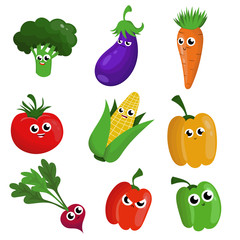 Funny happy vegetables drawing illustration isolated background