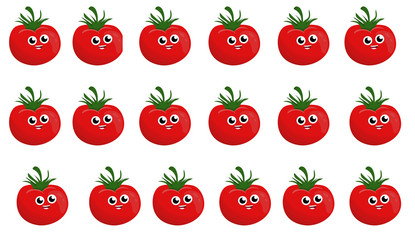 Funny happy tomatoes vegetable drawing illustration isolated