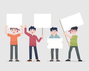peoples protest and bring sign - Vector