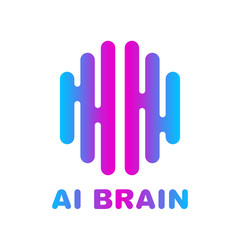 Brain Logo colored silhouette design vector template.