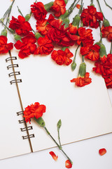 many flowers festive set notebook inscription isolated