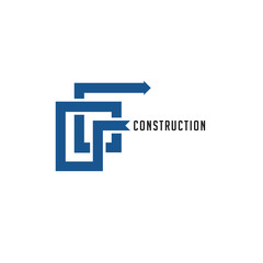 Line Construction Building Vector Logo.