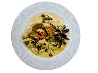Thai style cuisine Green Curry with Chicken Authentic - Gang Kiew Wan Gai.