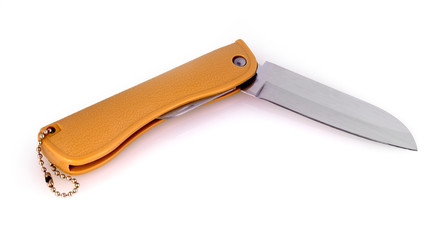 The pocket knife with handle isolated on white