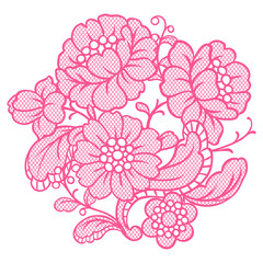 Obraz premium Lace ornamental decoration with flowers.