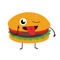 Fun hamburger drawing, food concept cartoon background.