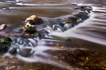 Nice cascade of mountain waterfall