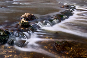 Nice cascade of mountain waterfall