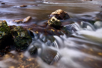 Nice cascade of mountain waterfall