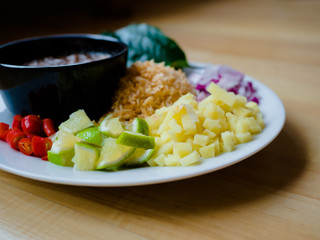 Close up, Close-up Thai-Style Savory Leaf Wraps (Miang Kham) a traditional snack from Thailand and Laos, introduced to Siamese court, Name Miang Kham