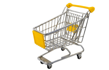 small trolley from the supermarket on a white background