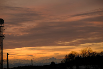 winter sunsets in the mountains