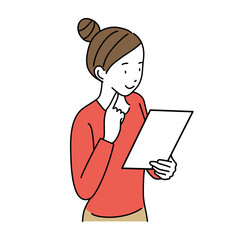  書類をもつ　若い女性　仕草　イラスト　ポーズ