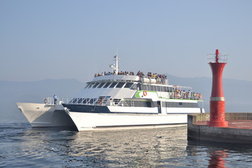 Tourist ship in the Vigo harbor. 