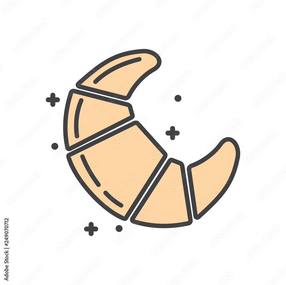 Poster croissant outline icon on white background for graphic and web design, modern simple vector sign. in