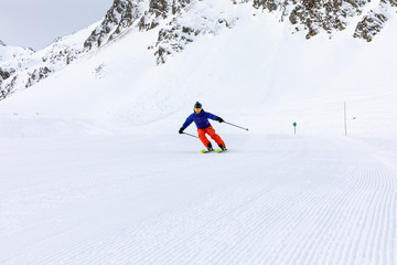 Man skiing on the ski slopes