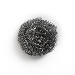 metal sponge for cleaning and washing dishes on a white background
