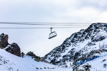 Chairlifts of a ski slope