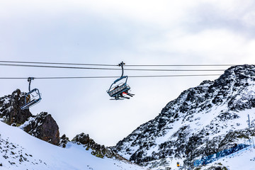 Chairlifts of a ski slope