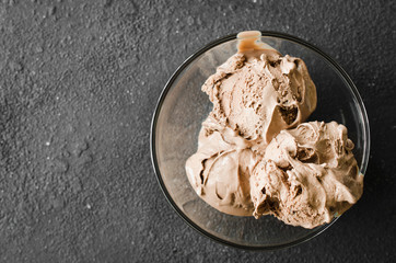 A plate of homemade chocolate ice cream.