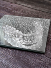 Inivisalign braces or aligner. A way to have a beautiful smile and white teeth.