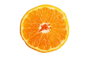 half  Juicy  orange fruit on an isolated white background