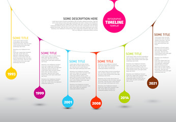 Colorful Infographic timeline report template with drops