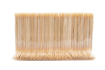 Bamboo toothpick on white background