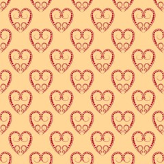 Red abstract heart seamless pattern. Fashion graphic background design. Modern stylish abstract texture. Colorful template for prints, textiles, wrapping, wallpaper, website etc. Vector illustration.