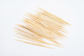 Bamboo toothpick on white background