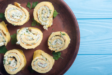 Homemade Eggs omelet rolls
