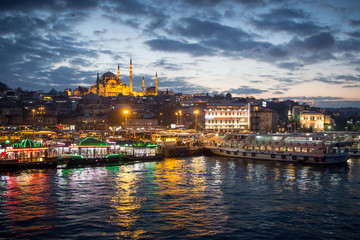 Cityscape of Eminonu, Istanbul at night