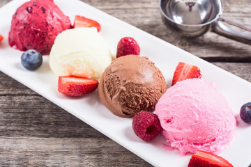 Mix of ice cream ball