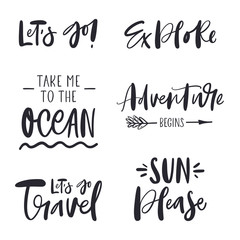 Set of inspirational phrases about travel