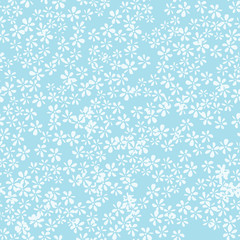 Blue Wild Flowers Seamless Vector Pattern