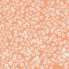 Peach Wild Flowers Seamless Vector Pattern