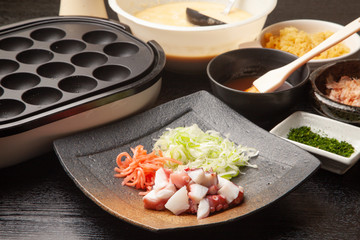 たこ焼きの材料とたこ焼き機