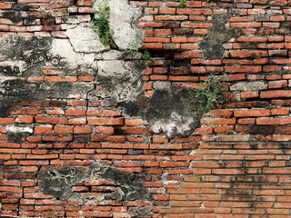 cracked concrete vintage brick wall background